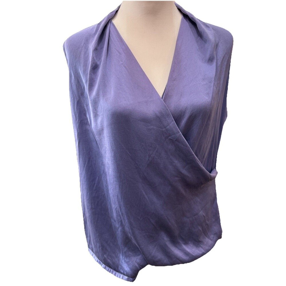 Donna Karan Lavender Sleeveless Wrap-Front Blouse